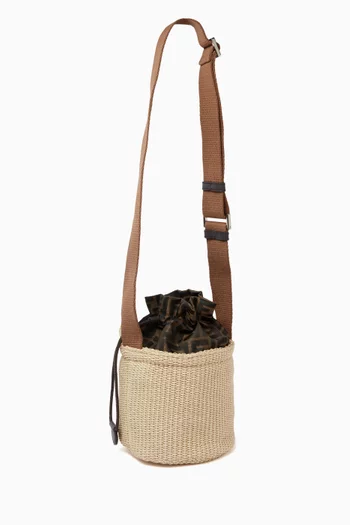 Teddy Bear Bucket Bag in Raffia
