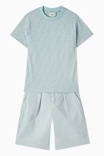 FF-patch Bermuda Shorts in Cotton-denim