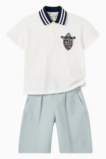 Logo-crest Polo Shirt in Cotton-pique