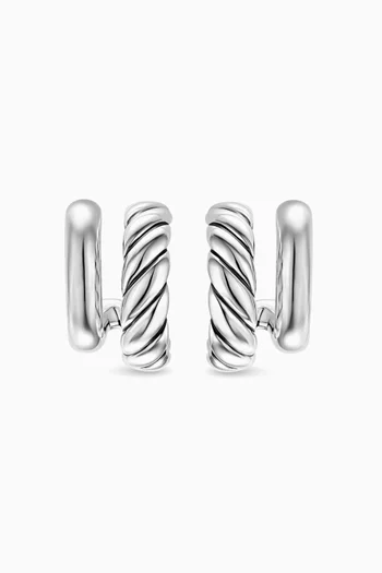DY Mercer® Double Hoop Huggie Earrings in Sterling Silver
