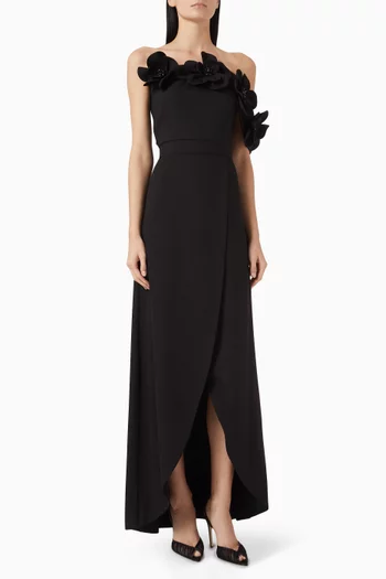 Off-shoulder Asymmetric Dress in Fine Casandra