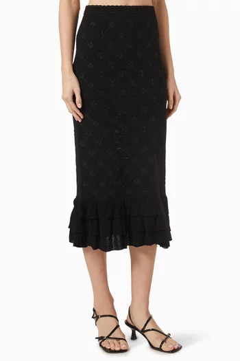 Floral-embroidered Midi Skirt