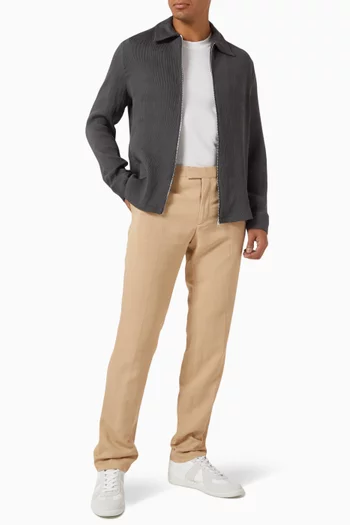 Pleated Long-sleeved Shirt in Viscose Blend