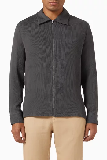 Pleated Long-sleeved Shirt in Viscose Blend