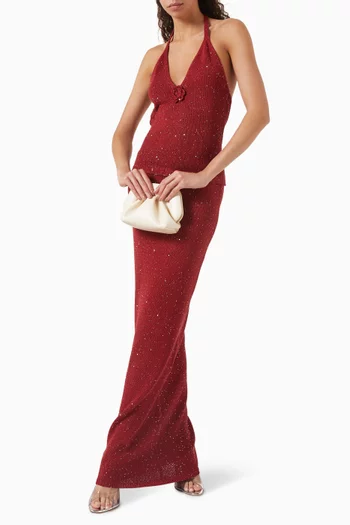 Carolina Sequin-embellished Slit Skirt
