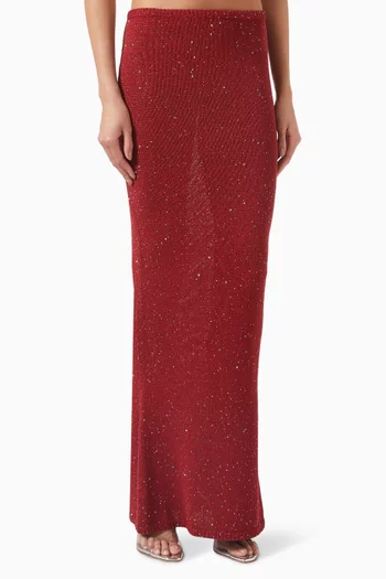 Carolina Sequin-embellished Slit Skirt
