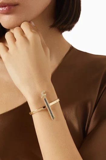 "Alef" Diamond & Sapphire Cuff in 18kt Gold