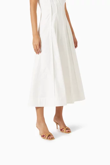 Perla 70 Floral Mule Sandals in Raffia & Leather