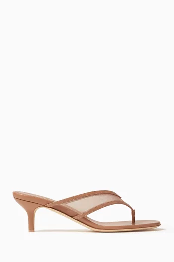 Koko 45 Thong Mules in Mesh & Leather