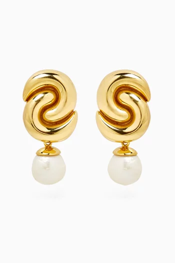 Blazer Removable-pearl Earrings in Gold-plated Brass