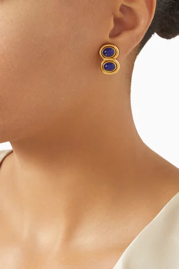 Lapis Clip-on Earrings in Gold-plated Brass