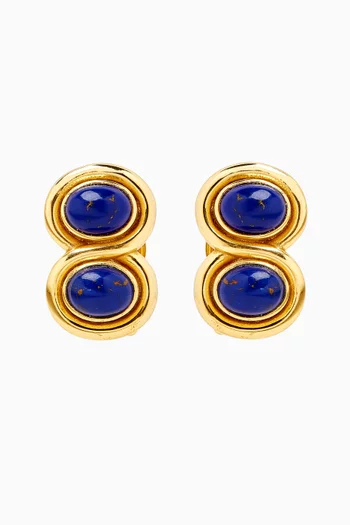 Lapis Clip-on Earrings in Gold-plated Brass