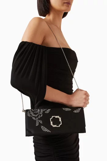 Vivien Crystal Rose Clutch in Satin
