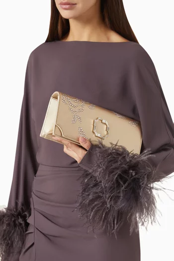 Vivien Crystal Rose Clutch in Satin