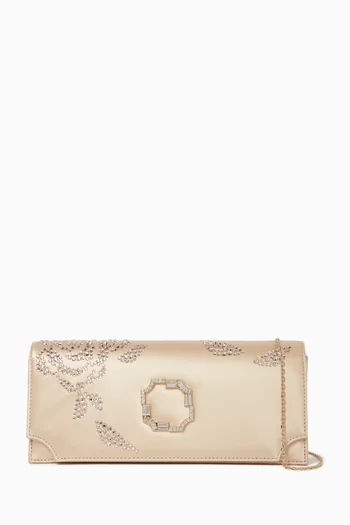 Vivien Crystal Rose Clutch in Satin