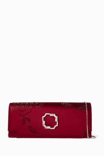 Vivien Crystal Rose Clutch in Satin