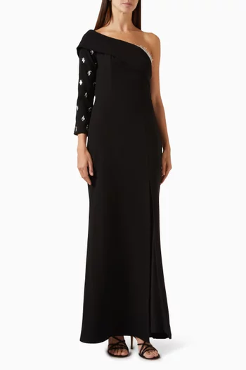 Bead-embellished Dress in Crepe