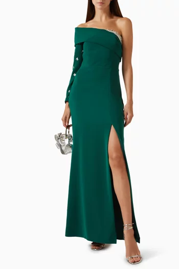 Bead-embellished Dress in Crepe