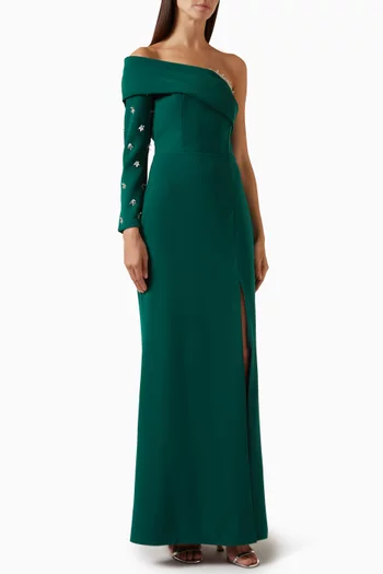 Bead-embellished Dress in Crepe
