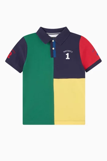 Colour-block Heritage Polo Shirt in Cotton