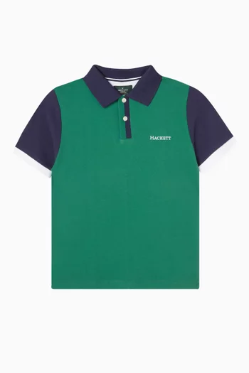 Colour-block Polo Shirt in Cotton