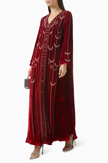 جلابية مطرزة بالخرز كريب