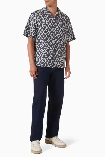 Knot-print Shirt in Silk Poplin