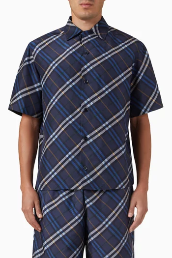 Casual Check Shirt in Silk Poplin
