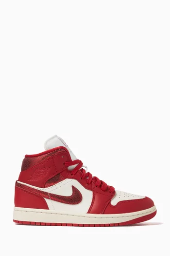 Air Jordan 1 Mid-top Sneakers in Crackled Leather