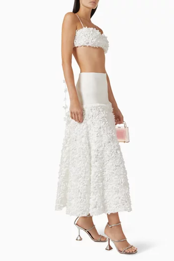 Bria Floral-appliqué Skirt in Cotton Blend