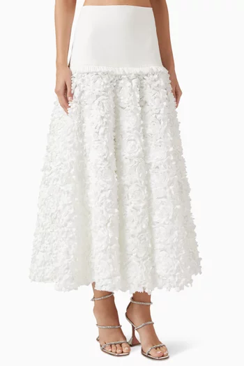 Bria Floral-appliqué Skirt in Cotton Blend