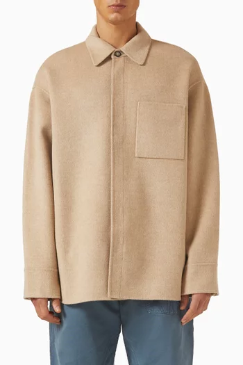 Oversized Shirt Jacket in Wool