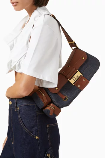 2000s Columbus Shoulder Bag in Denim & Leather