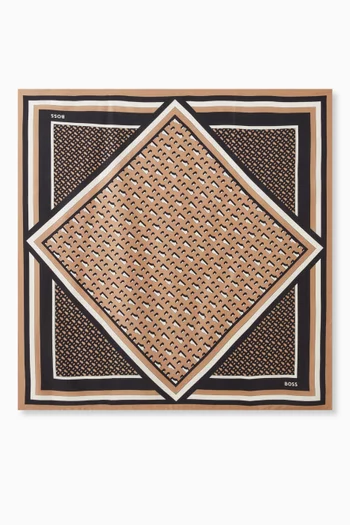Monogram-print Scarf in Silk Twill