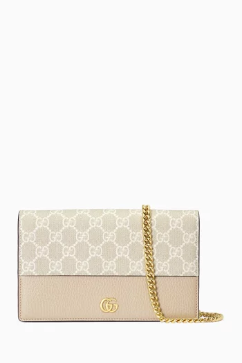 GG Marmont Wallet on Chain in GG Supreme Canvas & Leather