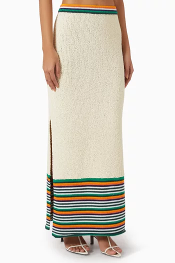 Striped Pencil Maxi Skirt in Bouclé-knit