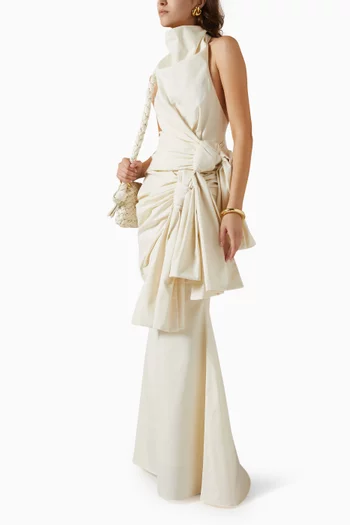 Sarong Maxi Skirt in Cotton-poplin