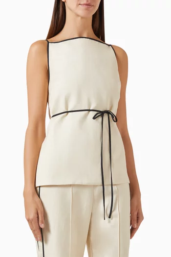 Billie Contrast-tie Top in Linen Blend