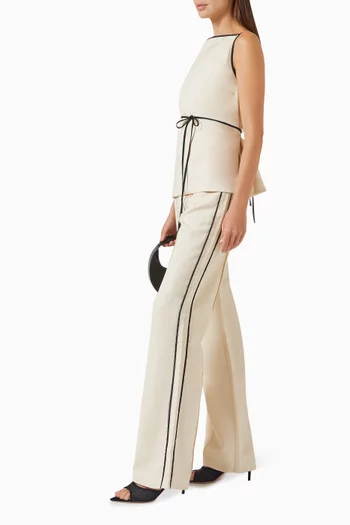 Billie Contrast Pants in Linen Blend