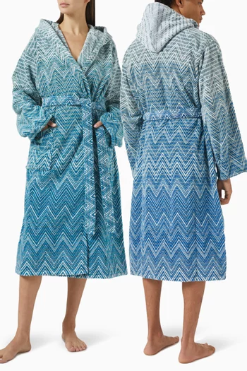 Unisex Stone Hooded Bathrobe  in Cotton-terry