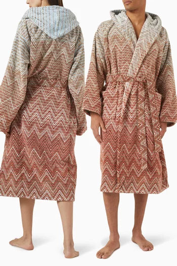 Unisex Stone Hooded Bathrobe  in Cotton-terry