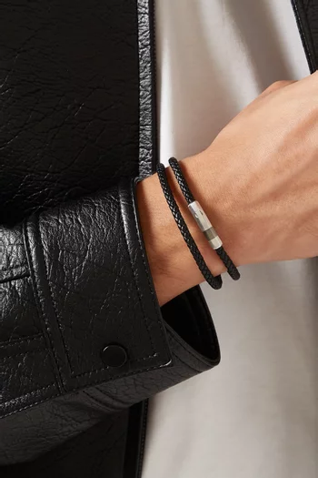 Octagon Click Double Wrap Bracelet in Leather