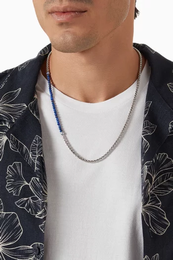 Sennit Evil Eye Lapis Necklace in Rhodium-plated Silver
