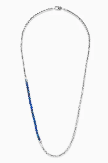 Sennit Evil Eye Lapis Necklace in Rhodium-plated Silver