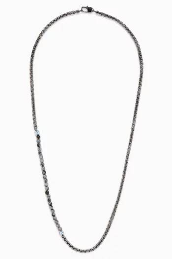 Sennit Catena Evil Eye Necklace in Ruthenium-plated Silver