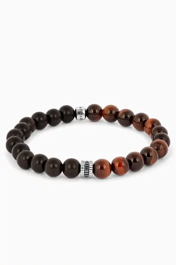 Gear Trio Tiger Eye Bracelet Rhodium-plated Sterling Silver
