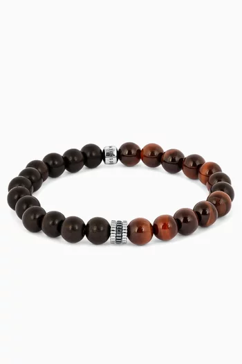 Gear Trio Tiger Eye Bracelet Rhodium-plated Sterling Silver