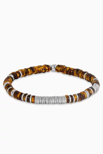 Constellation Tiger Eye Bracelet in Rhodium-plated Sterling Silver