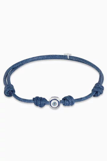 Evil Eye Cord Bracelet in Rhodium-plated Sterling Silver