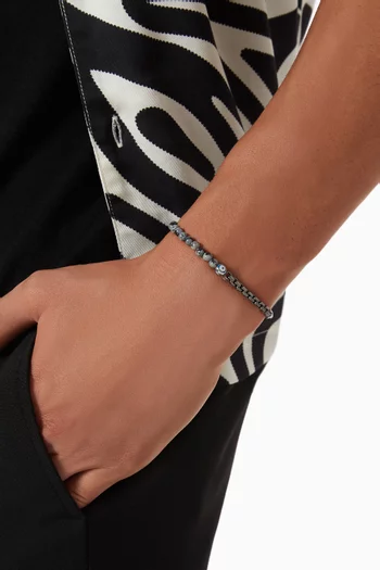 سوار سينيت بخرز أوبسيديان حلية عين الحسود فضة إسترلينية مطلية بالروديوم